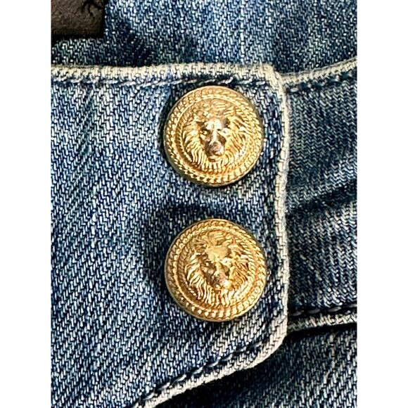 Balmain Paris Moto Skinny Jeans Womens Size 40 Blue Distressed Zip Details - Picture 13 of 15